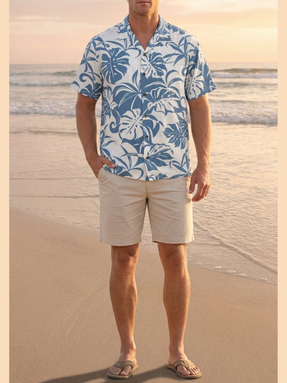 Kalaheo Hawaii Rayon Hawaiian Shirt Made in USA White Blue Leaf‎ Pattern XXL